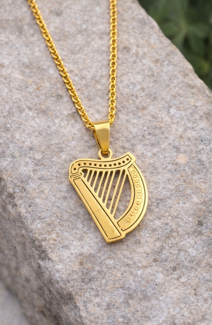 Handmade Irish harp necklace
