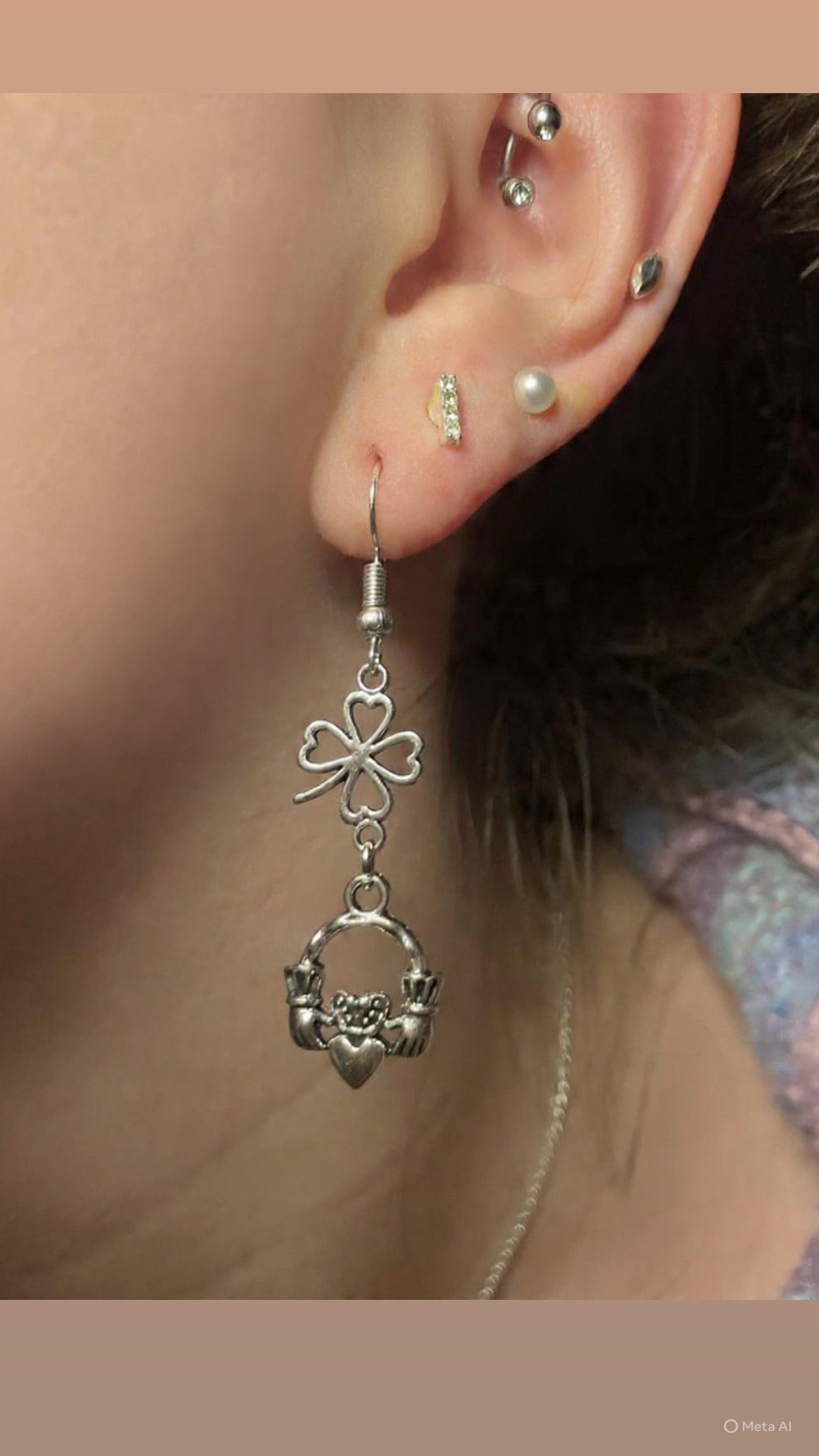 Handmade claddagh shamrock earrings